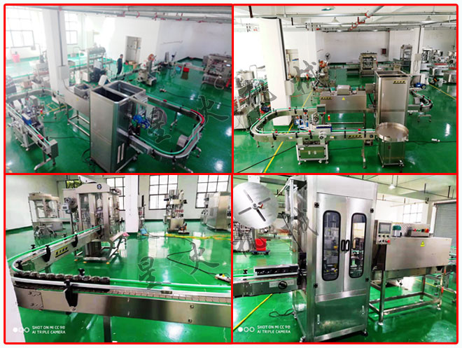 星火廠房黃豆醬醬料自動灌裝機組成的全自動醬料灌裝生產線及細節拍攝